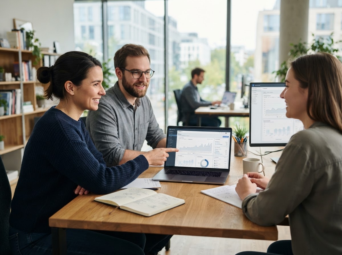 CerevixVaultAI Team bei der Analyse von Markt- und Risikodaten